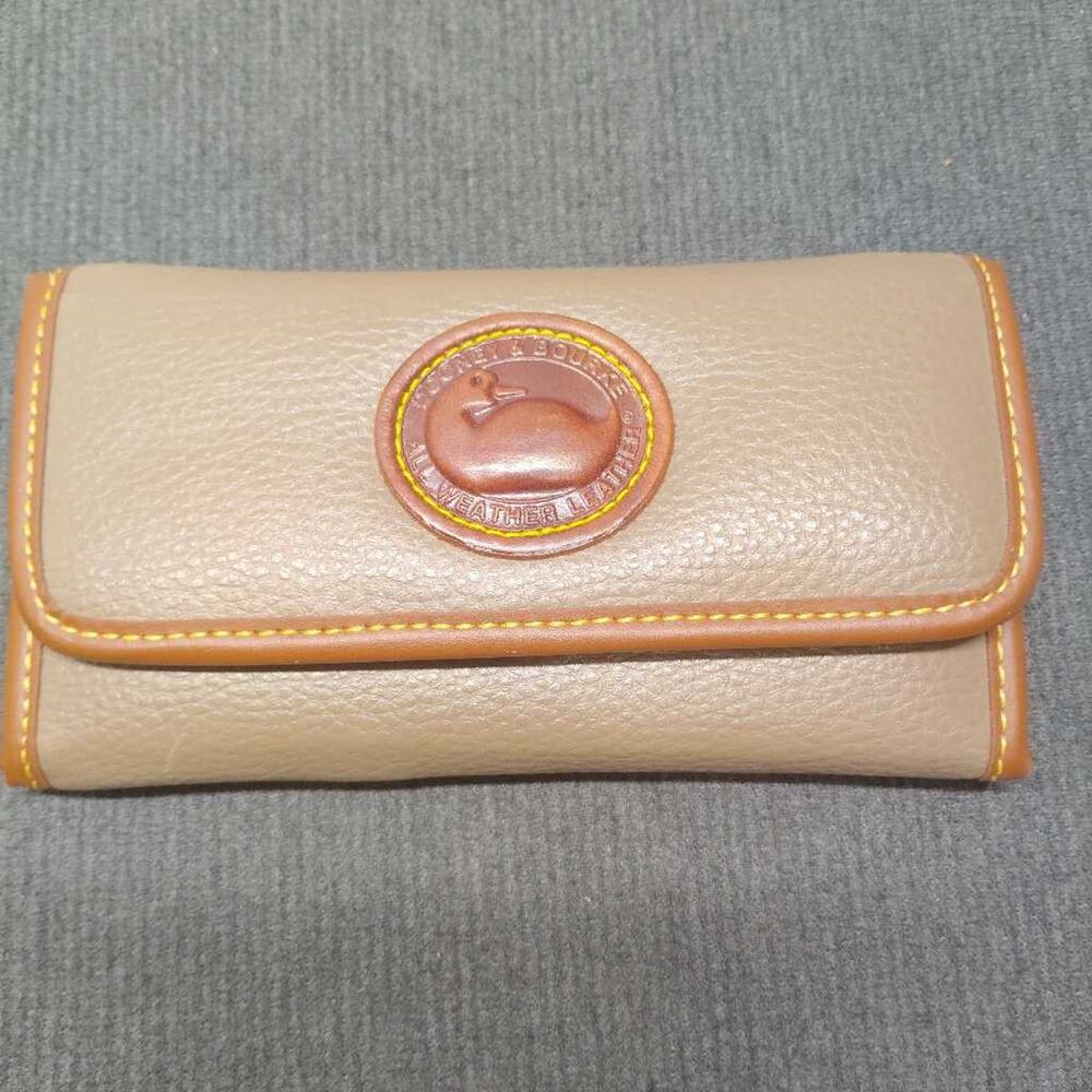 Vintage Dooney & Bourke All Weather Leather Brown Trifold Wallet USA AWL